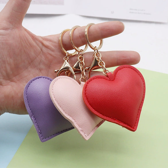 Leather Heart Keychain For Ladies Fashion Luggage And Car Interior Pendant Factory Wholesale