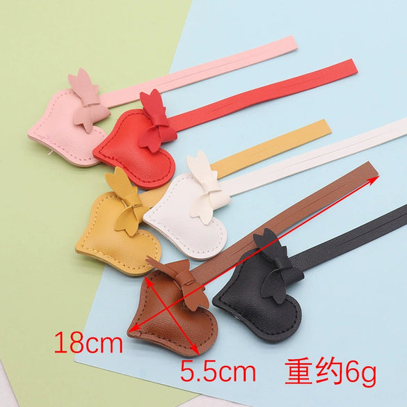 Leather Heartshaped Keychain Pendant Solid Color Modern Minimalist Style