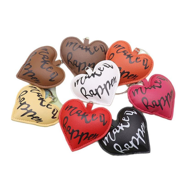 Leather Heartshaped Valentine's Day Love Car Keychain Pendant For Couple Modern Simplicity Style