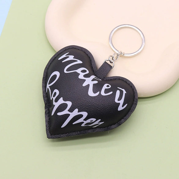 Leather Heartshaped Valentine's Day Love Car Keychain Pendant For Couple Modern Simplicity Style