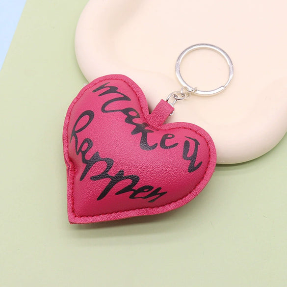 Leather Heartshaped Valentine's Day Love Car Keychain Pendant For Couple Modern Simplicity Style