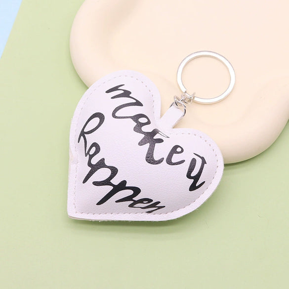 Leather Heartshaped Valentine's Day Love Car Keychain Pendant For Couple Modern Simplicity Style