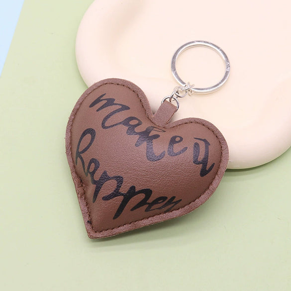 Leather Heartshaped Valentine's Day Love Car Keychain Pendant For Couple Modern Simplicity Style