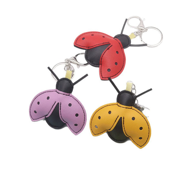 Leather Insect Ladybug Keychain Modern Minimalist Style
