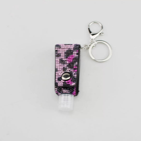 Leather Keychain And Hand Sanitizer Bottle Case With Hot Drill Design Artificial Leather Minimalist Style