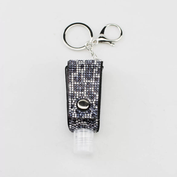 Leather Keychain And Hand Sanitizer Bottle Case With Hot Drill Design Artificial Leather Minimalist Style