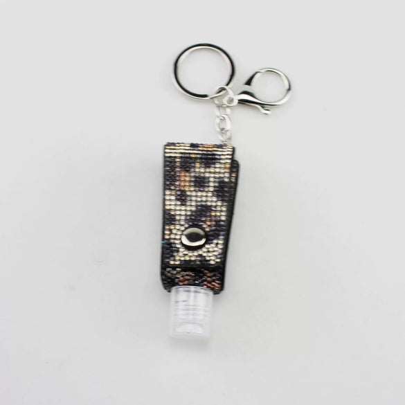 Leather Keychain And Hand Sanitizer Bottle Case With Hot Drill Design Artificial Leather Minimalist Style
