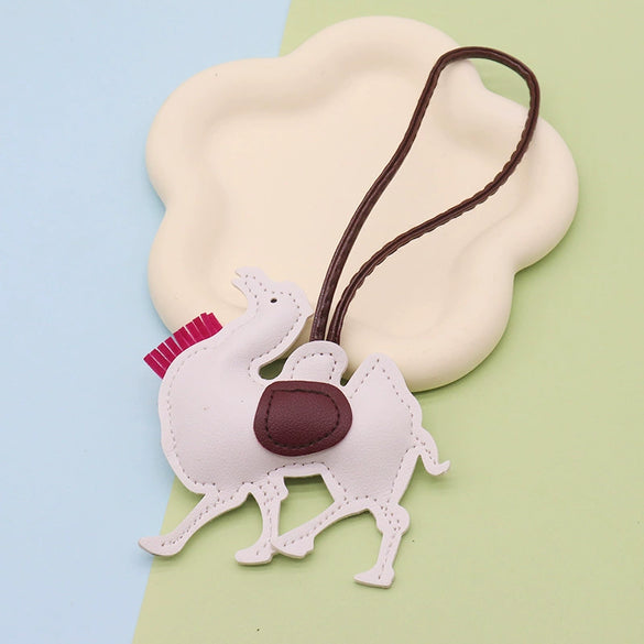 Leather Keychain Pendant With Desert Camel Car Design Modern Simplicity Style
