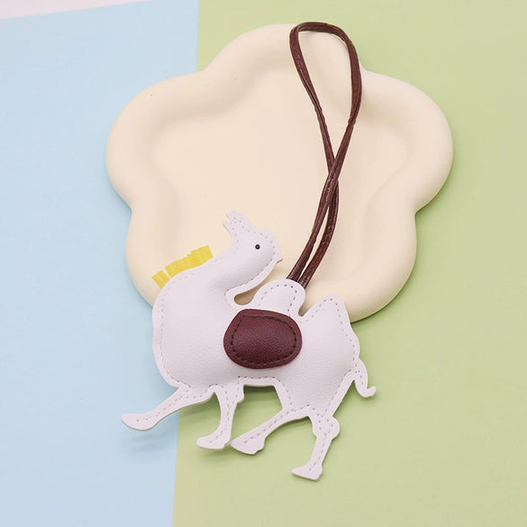 Leather Keychain Pendant With Desert Camel Car Design Modern Simplicity Style