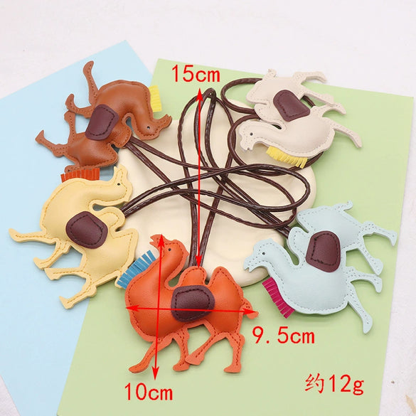 Leather Keychain Pendant With Desert Camel Car Design Modern Simplicity Style