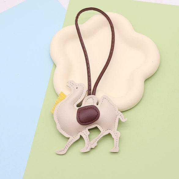 Leather Keychain Pendant With Desert Camel Car Design Modern Simplicity Style
