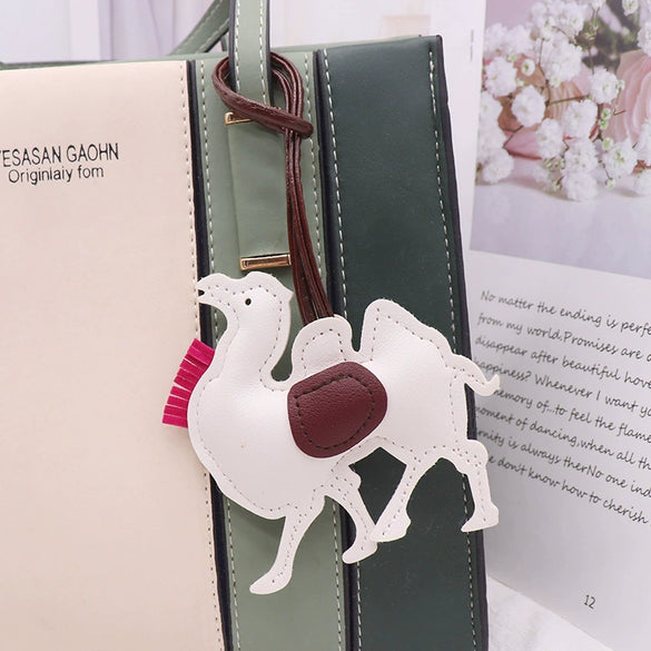 Leather Keychain Pendant With Desert Camel Car Design Modern Simplicity Style