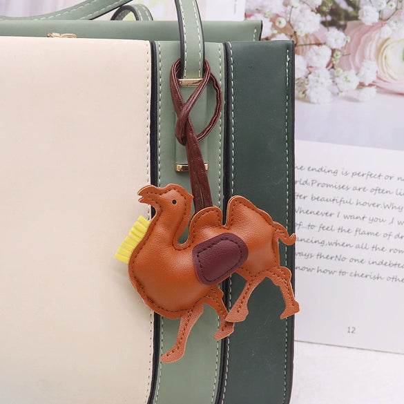 Leather Keychain Pendant With Desert Camel Car Design Modern Simplicity Style