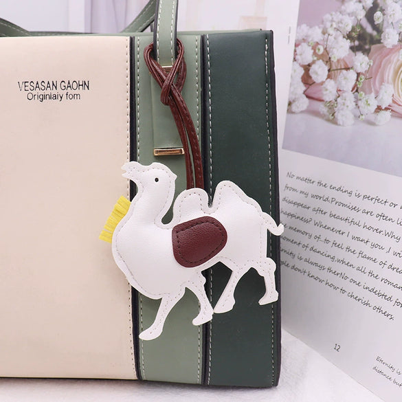 Leather Keychain Pendant With Desert Camel Car Design Modern Simplicity Style