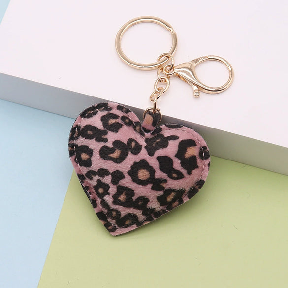 Leather Leopard Love Peach Heart Keychain And Car Pendant Bag Pendant Accessories For Couple