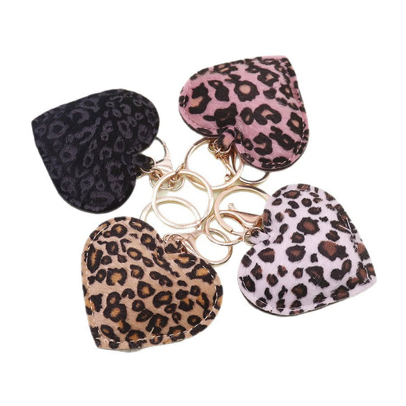 Leather Leopard Love Peach Heart Keychain And Car Pendant Bag Pendant Accessories For Couple