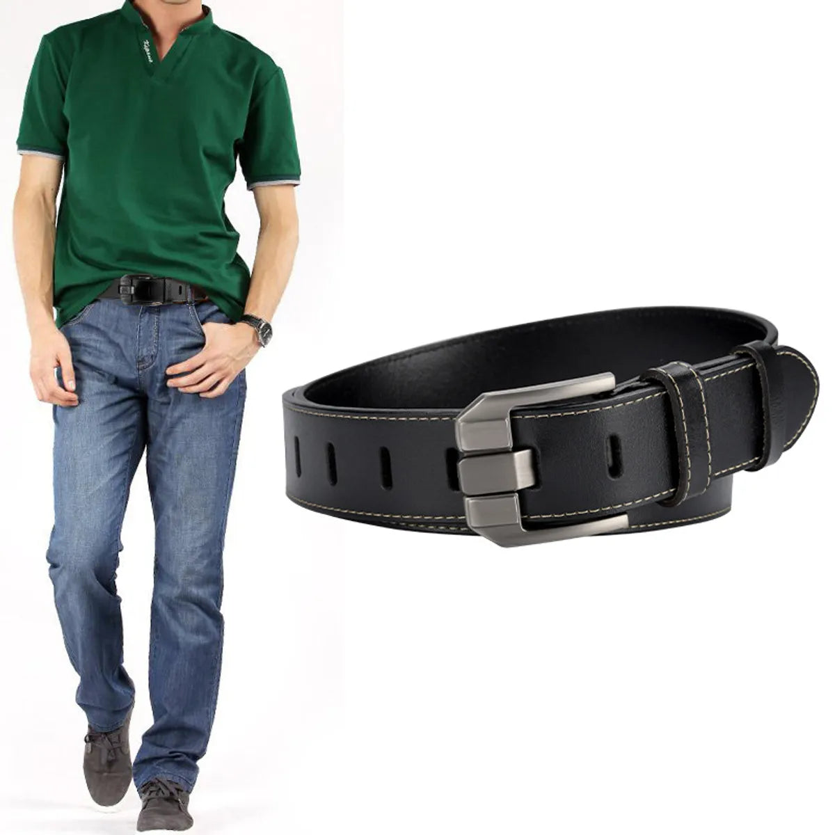 Leather Men'S Pin Buckle Youth Retro Casual Jeans Wholesale Belt