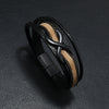 Leather Men's Retro Handmade Multilayer Braided Magnetic Buckle Bracelet With Letters Numbers Text Design