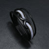 Leather Men's Retro Handmade Multilayer Braided Magnetic Buckle Bracelet With Letters Numbers Text Design