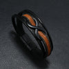 Leather Men's Retro Handmade Multilayer Braided Magnetic Buckle Bracelet With Letters Numbers Text Design
