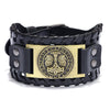 Leather Metal Curved Handmade Unisex Geometric Nordic Mythical Thor's Hammer Vintage Bracelet