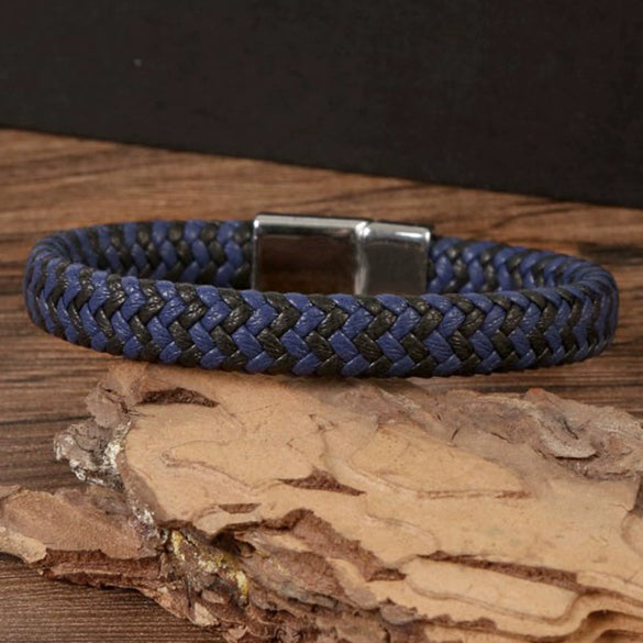Leather Multilayer Braided Bracelet Handmade With Stainless Steel Magnet Buckle Electroplated Microfiber Unisex Jewelry