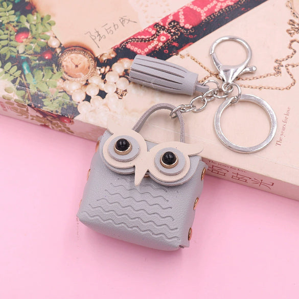 Leather Owl Coin Purse Bag Keychain Hanging Ornaments