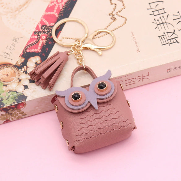 Leather Owl Coin Purse Bag Keychain Hanging Ornaments
