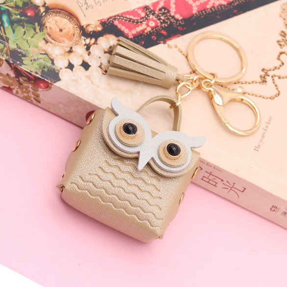 Leather Owl Coin Purse Bag Keychain Hanging Ornaments