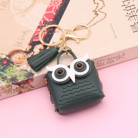Leather Owl Coin Purse Bag Keychain Hanging Ornaments