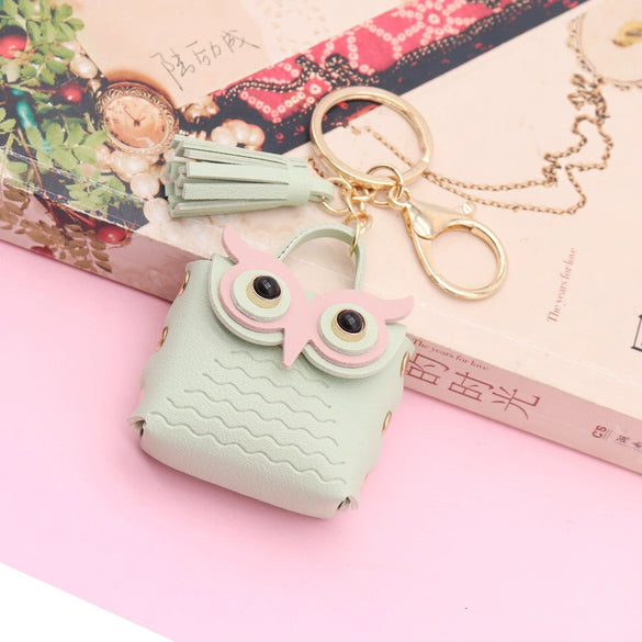 Leather Owl Coin Purse Bag Keychain Hanging Ornaments