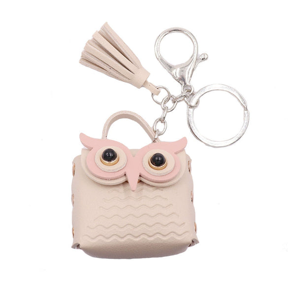 Leather Owl Coin Purse Bag Keychain Hanging Ornaments