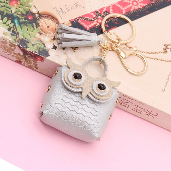 Leather Owl Coin Purse Bag Keychain Hanging Ornaments