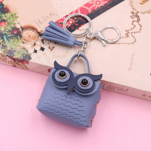 Leather Owl Coin Purse Bag Keychain Hanging Ornaments