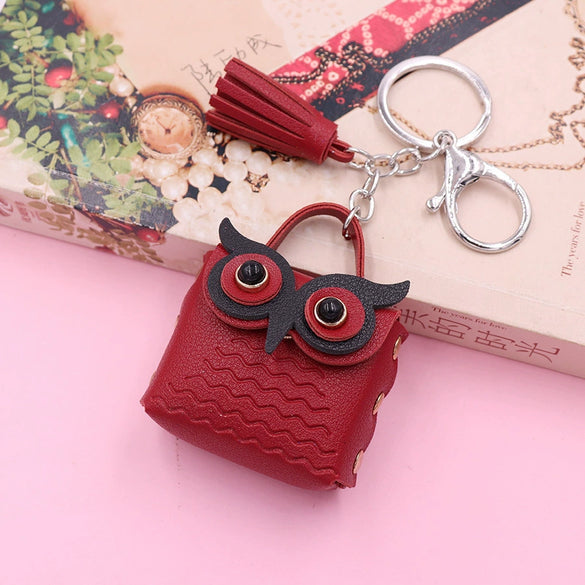 Leather Owl Coin Purse Bag Keychain Hanging Ornaments