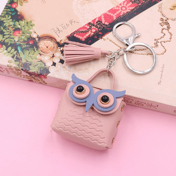 Leather Owl Coin Purse Bag Keychain Hanging Ornaments