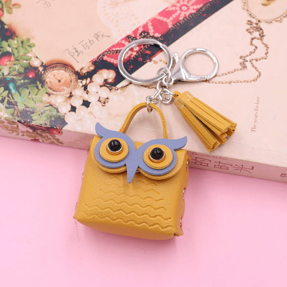 Leather Owl Coin Purse Bag Keychain Hanging Ornaments