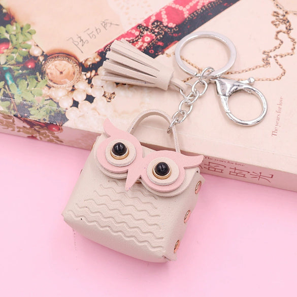 Leather Owl Coin Purse Bag Keychain Hanging Ornaments