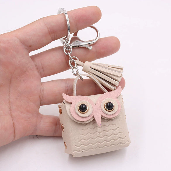 Leather Owl Coin Purse Bag Keychain Hanging Ornaments