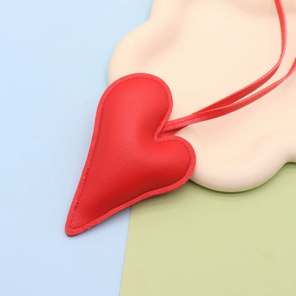 Leather Peach Heart Bag Pendant Modern Simplicity Style Clothing Hand Rope Accessories