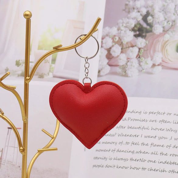 Leather Peach Heart Keychain Fashionable Couple Pendant