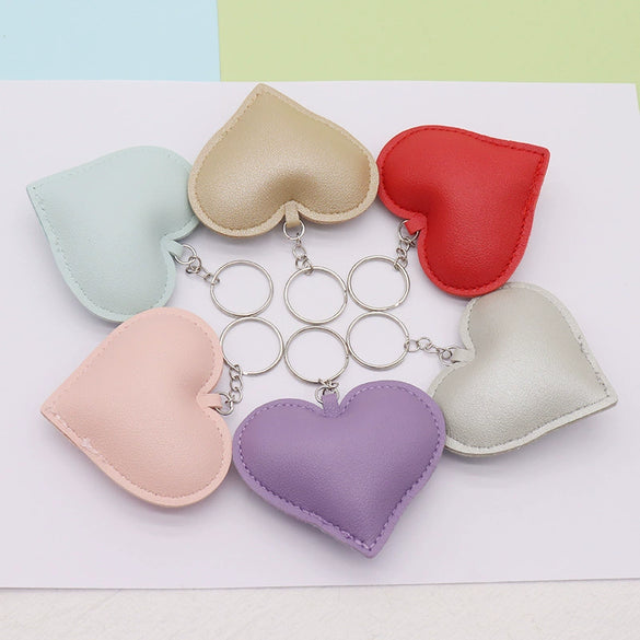Leather Peach Heart Keychain Fashionable Couple Pendant