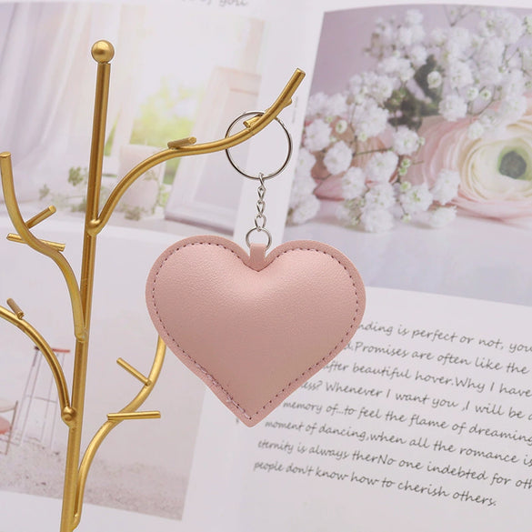 Leather Peach Heart Keychain Fashionable Couple Pendant