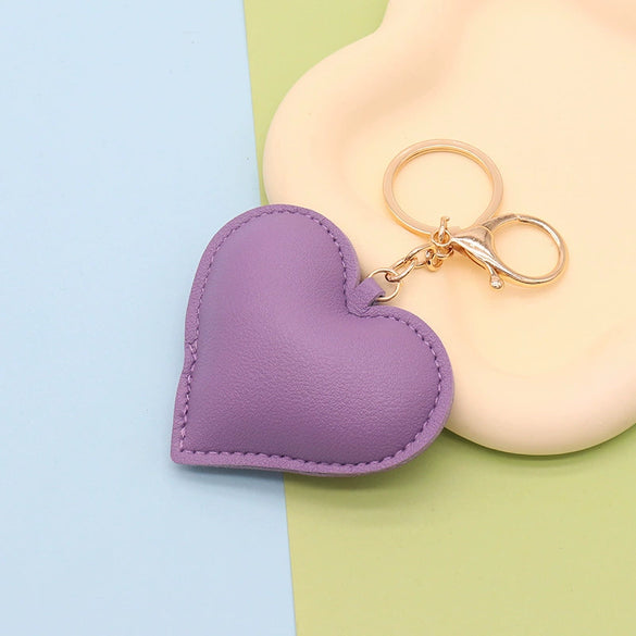 Leather Peach Heart Keychain For Women Fashion Luggage And Car Interior Pendant