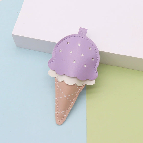 Leather Plush Ice Cream Mini Cone Popsicle Shape Keychain Bag Charm