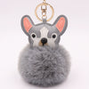 Leather Puppy Fur Ball Plush Keychain Pendant Modern Simplicity Style