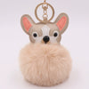 Leather Puppy Fur Ball Plush Keychain Pendant Modern Simplicity Style