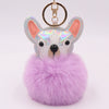 Leather Puppy Fur Ball Plush Keychain Pendant Modern Simplicity Style