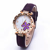 Leather Quartz Watch Set With Alloy Case Imitation Leather Strap Round Dial Starry Sky Pattern For Women