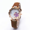 Leather Quartz Watch Set With Alloy Case Imitation Leather Strap Round Dial Starry Sky Pattern For Women